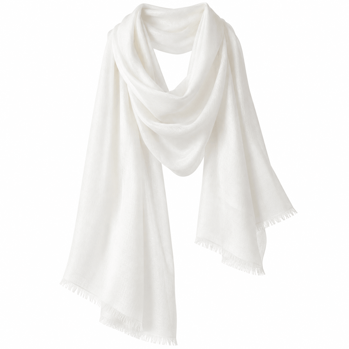 Cloud White 100% Ultra-Fine Cashmere Scarf Shawl – Lightweight Oversized Wrap for Year-Round Wear | Avelorie
