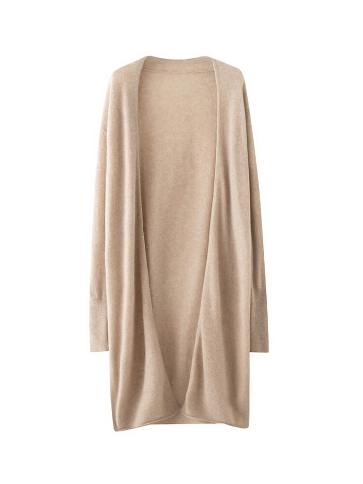 100% Cashmere Longline Cardigan – Relaxed Side-Slit Knit Coat | Avelorie