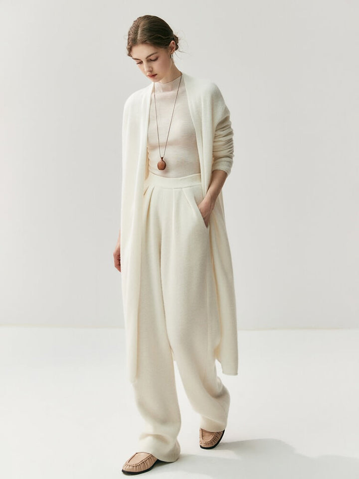 100% Cashmere Longline Cardigan – Relaxed Side-Slit Knit Coat | Avelorie