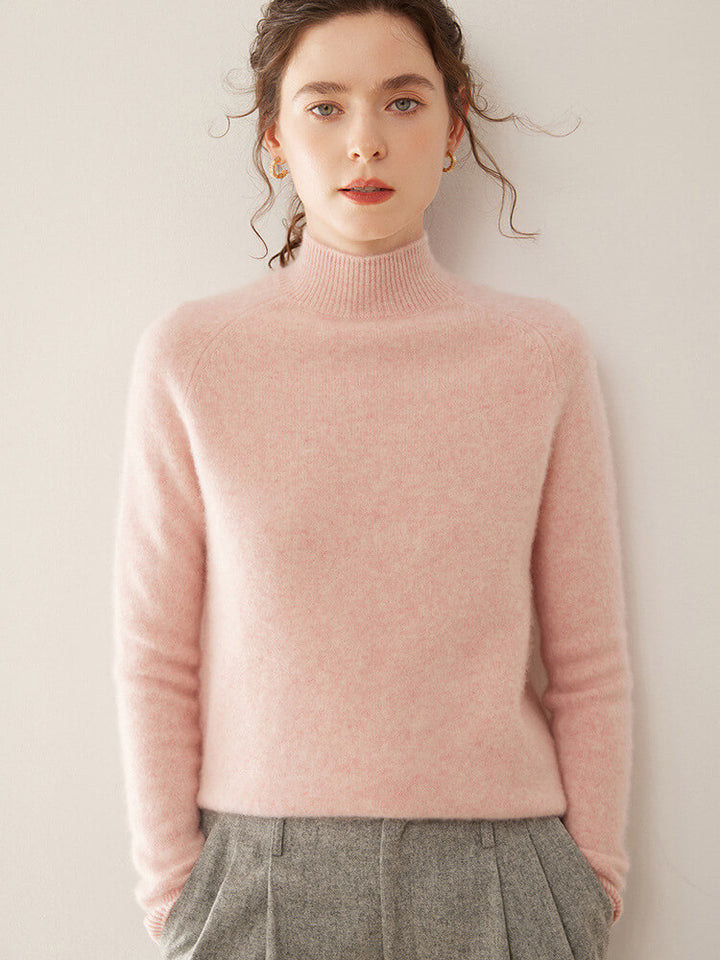 100% Pure Cashmere Sweater for Women – Thickened Mock Neck Pullover | Avelorie