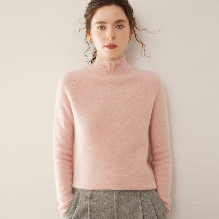 100% Pure Cashmere Sweater for Women – Thickened Mock Neck Pullover | Avelorie
