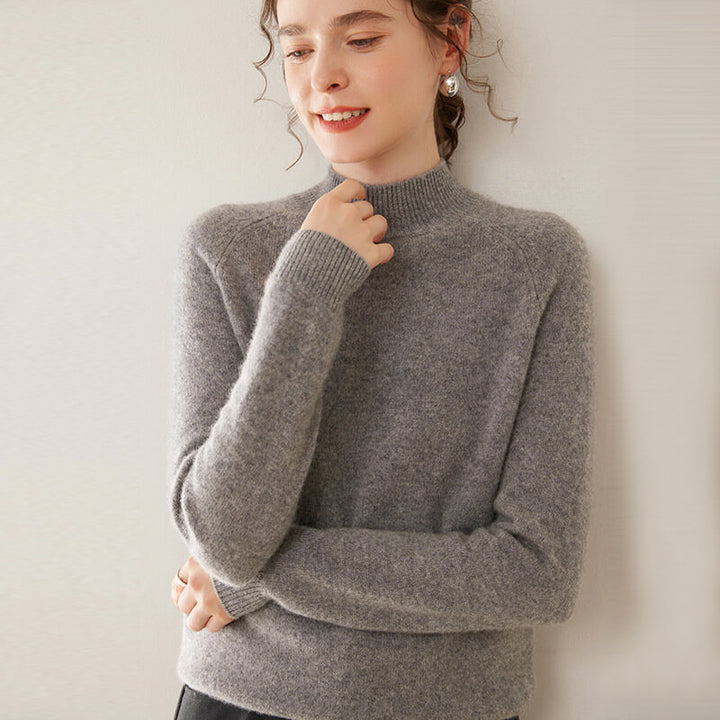 100% Pure Cashmere Sweater for Women – Thickened Mock Neck Pullover | Avelorie