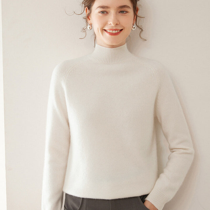 100% Pure Cashmere Sweater for Women – Thickened Mock Neck Pullover | Avelorie