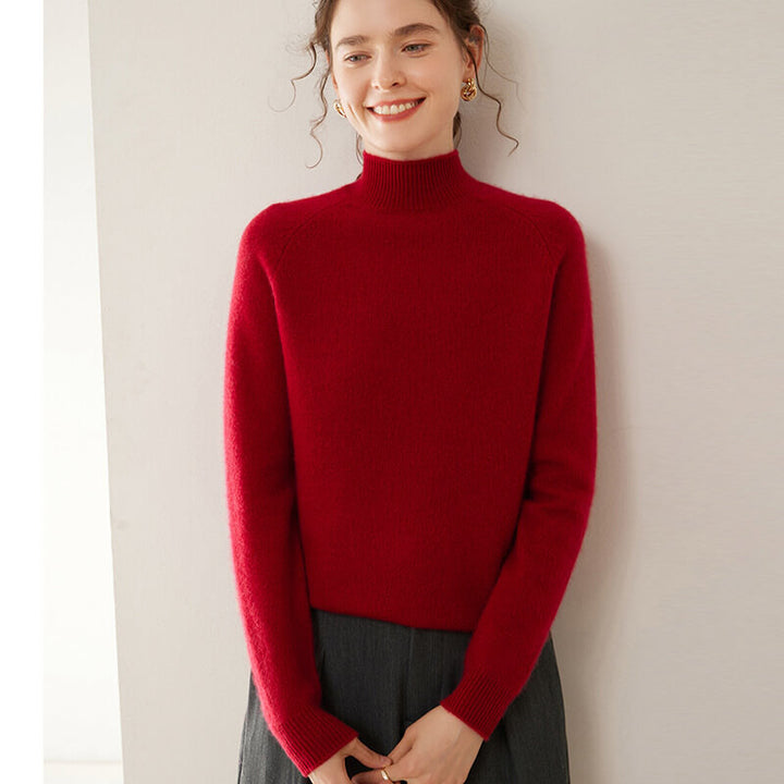 100% Pure Cashmere Sweater for Women – Thickened Mock Neck Pullover | Avelorie