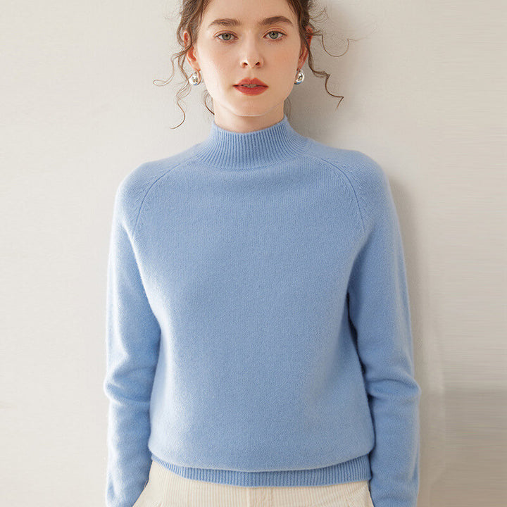 100% Pure Cashmere Sweater for Women – Thickened Mock Neck Pullover | Avelorie