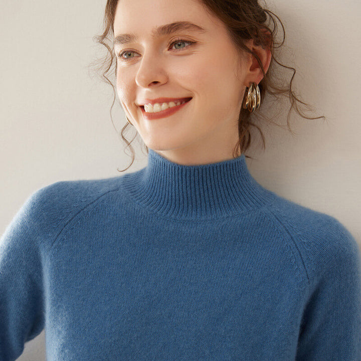 100% Pure Cashmere Sweater for Women – Thickened Mock Neck Pullover | Avelorie