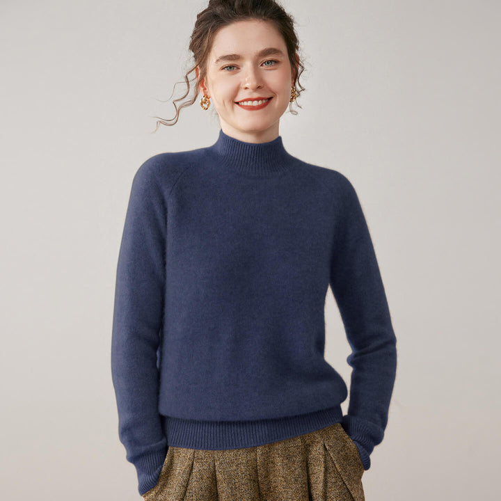 100% Pure Cashmere Sweater for Women – Thickened Mock Neck Pullover | Avelorie