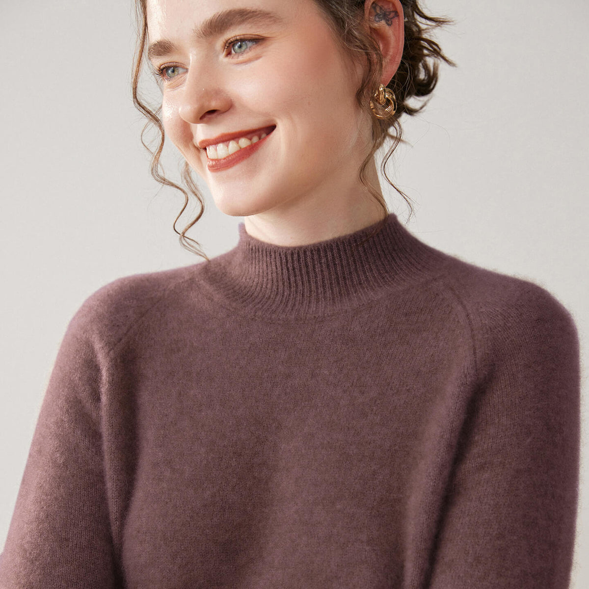 100% Pure Cashmere Sweater for Women – Thickened Mock Neck Pullover | Avelorie