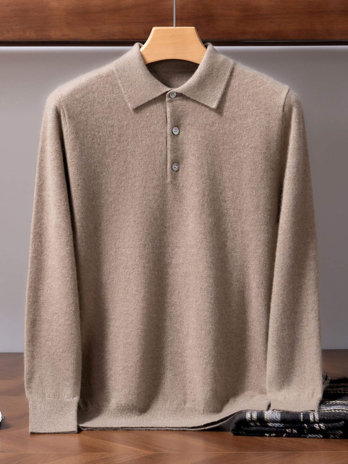 Men's 100% Pure Cashmere Polo Sweater – Double-Strand Knit Pullover | Avelorie