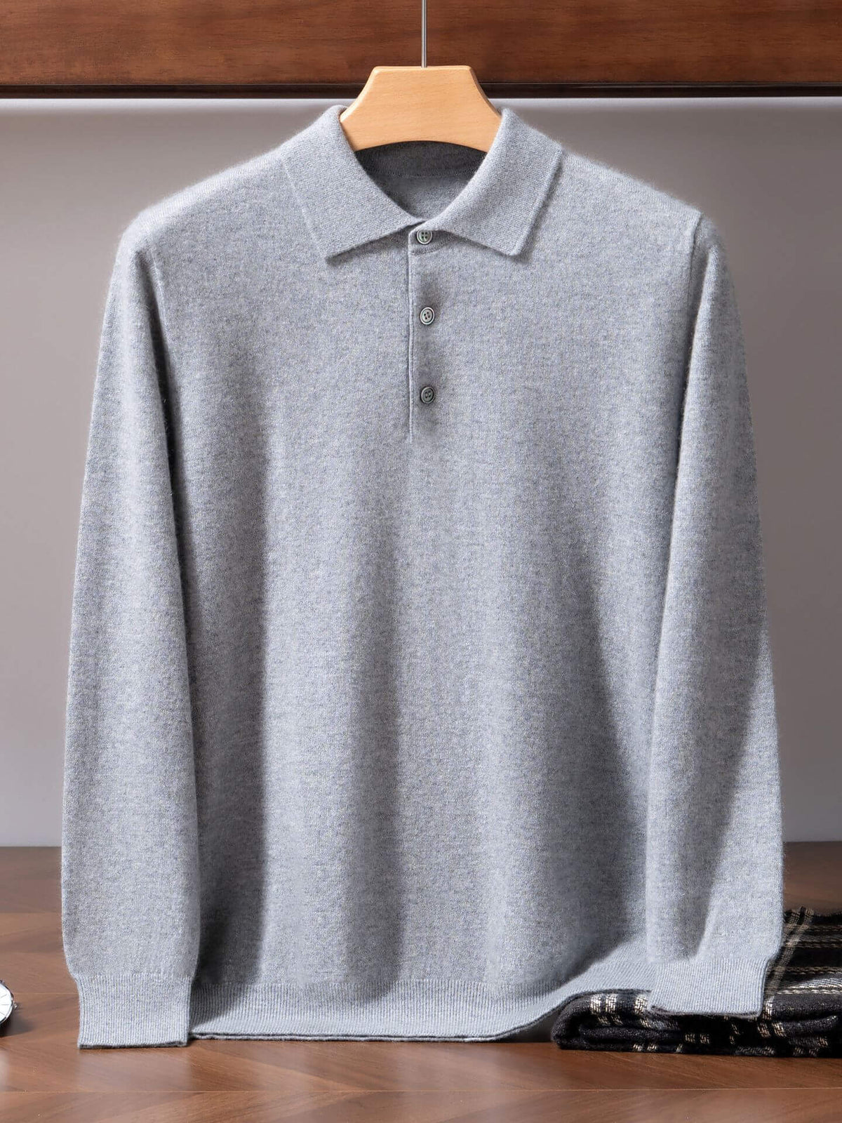 Men's 100% Pure Cashmere Polo Sweater – Double-Strand Knit Pullover | Avelorie