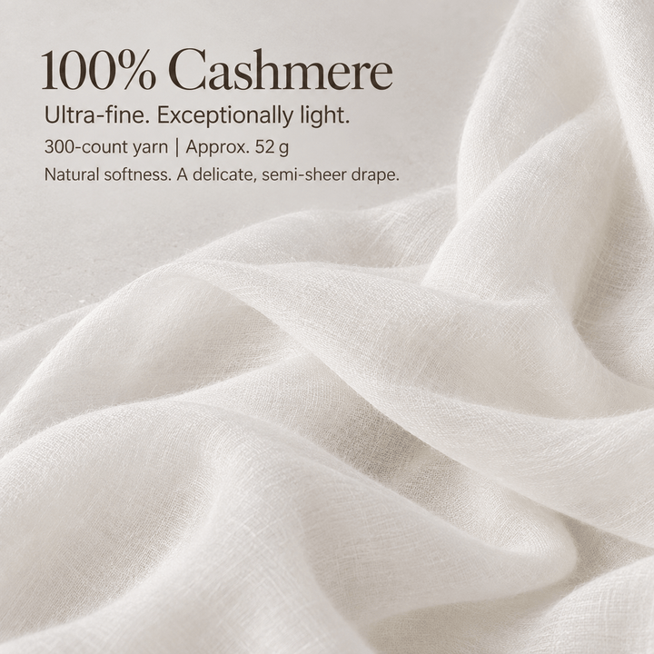 Cloud White 100% Ultra-Fine Cashmere Scarf Shawl – Lightweight Oversized Wrap for Year-Round Wear | Avelorie