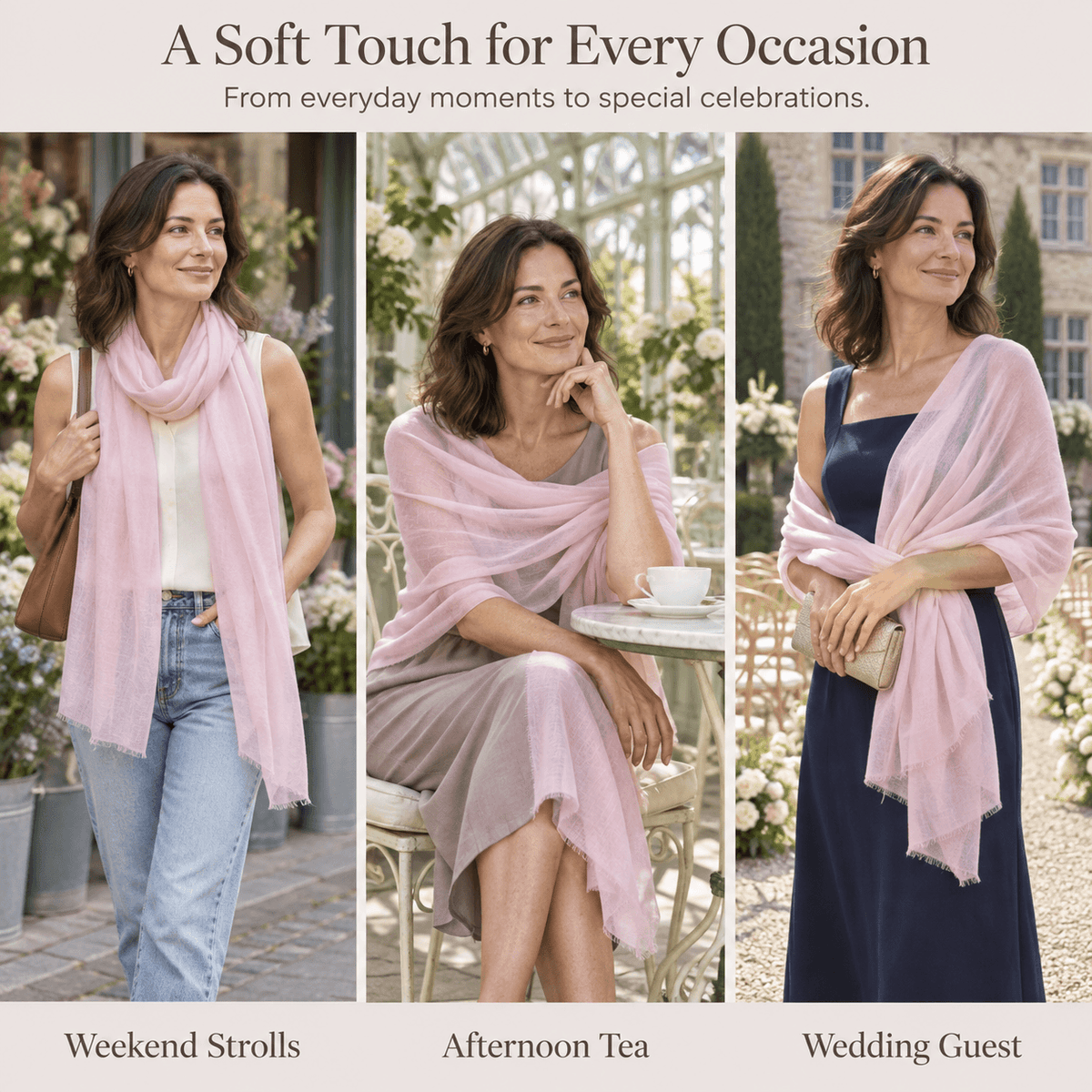 Soft Blossom 100% Ultra-Fine Cashmere Scarf Shawl – Lightweight Oversized Wrap for Year-Round Wear | Avelorie