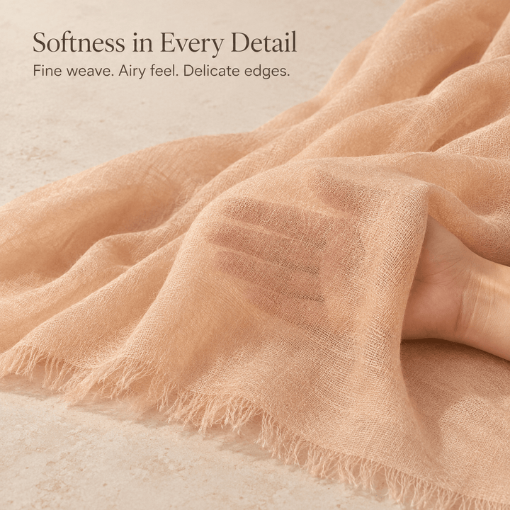 Warm Sand 100% Ultra-Fine Cashmere Scarf Shawl – Lightweight Oversized Wrap for Year-Round Wear | Avelorie