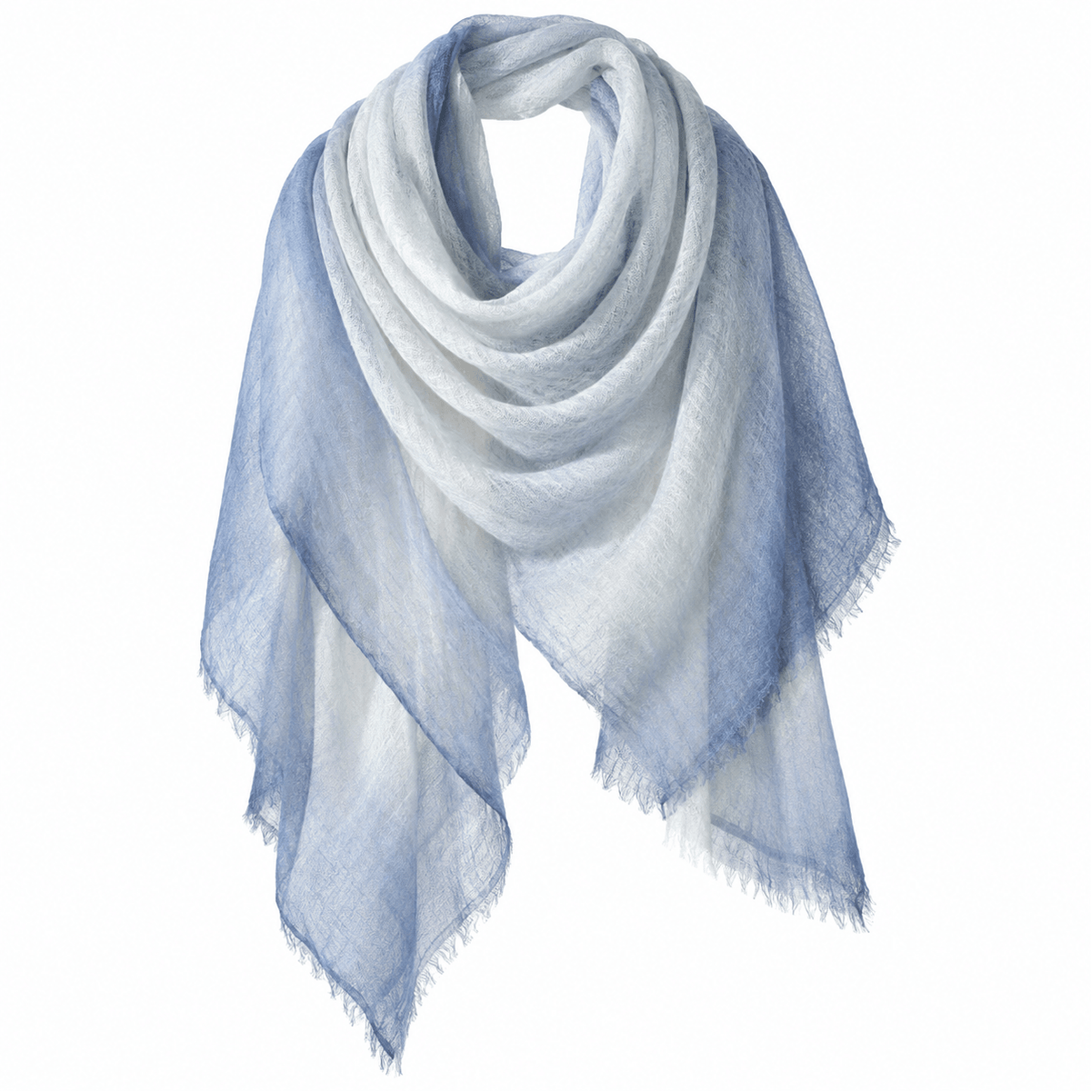 Misty Sky Ombré 100% Ultra-Fine Cashmere Scarf Shawl – Lightweight Oversized Wrap for Year-Round Wear