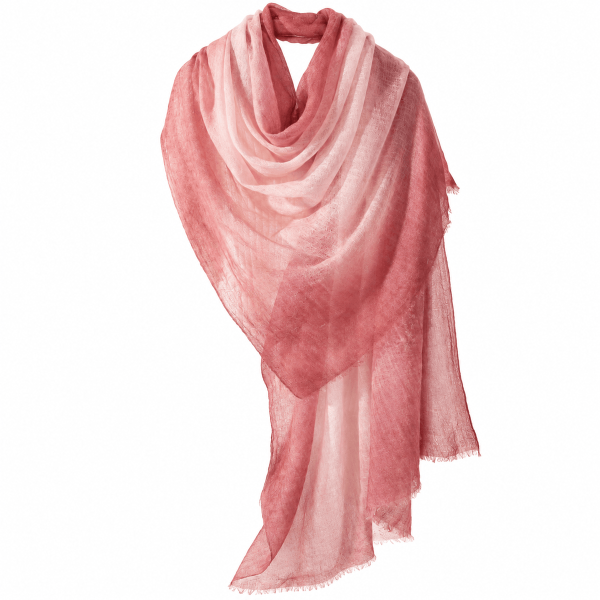 Vintage Rosewood Ombré 100% Ultra-Fine Cashmere Scarf Shawl – Lightweight Oversized Wrap for Year-Round Wear | Avelorie