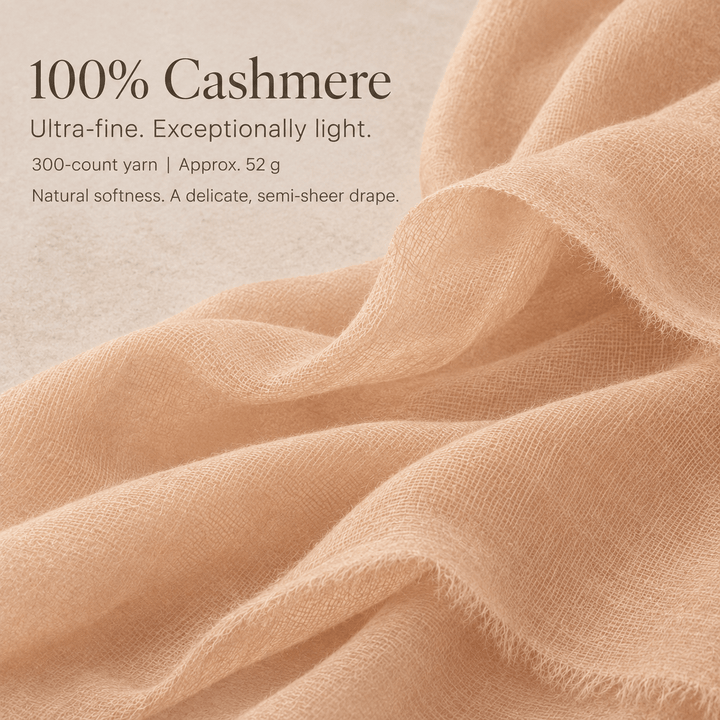 Warm Sand 100% Ultra-Fine Cashmere Scarf Shawl – Lightweight Oversized Wrap for Year-Round Wear | Avelorie