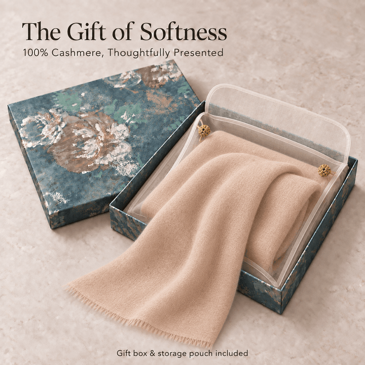 Warm Sand 100% Ultra-Fine Cashmere Scarf Shawl – Lightweight Oversized Wrap for Year-Round Wear | Avelorie